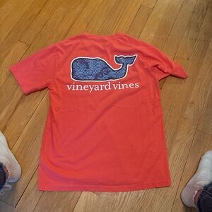 Vineyard Vines Coral Tee with Navy Whale Logo